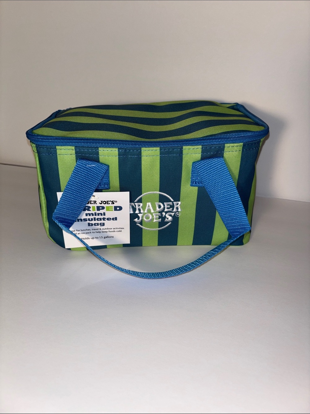 Just Released Spring 2026Trader Joe's Green & Blue Striped Insulated Mini Tote